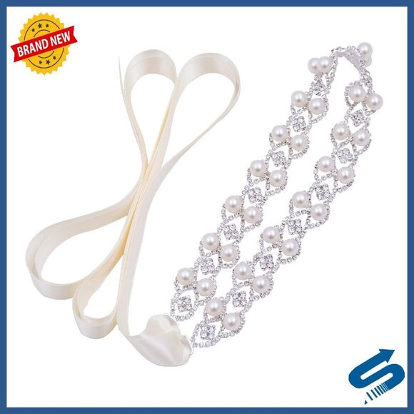 Handmade Rhinestone Pearl Wedding Belt Sash for Brides Bridesmaids